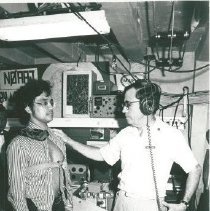 David Veasey with first medical transmission via COMSAT.